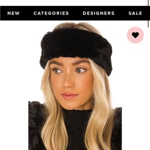 Furry black winter headband currently sold out on REVOLVE